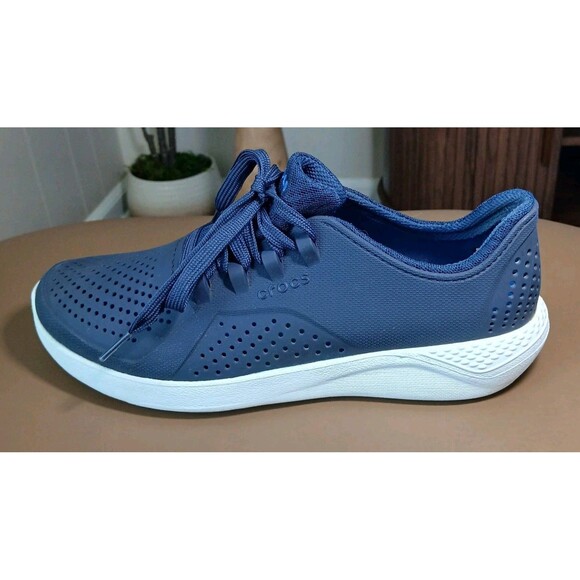 Men's Size 8 Crocs LiteRide Navy Blue Sneakers White Soles Comfort Walking Work. - Picture 6 of 16